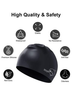 Dolphin Silicone Swimming Cap Waterproof For Kids & Adults - Black  - Image 3
