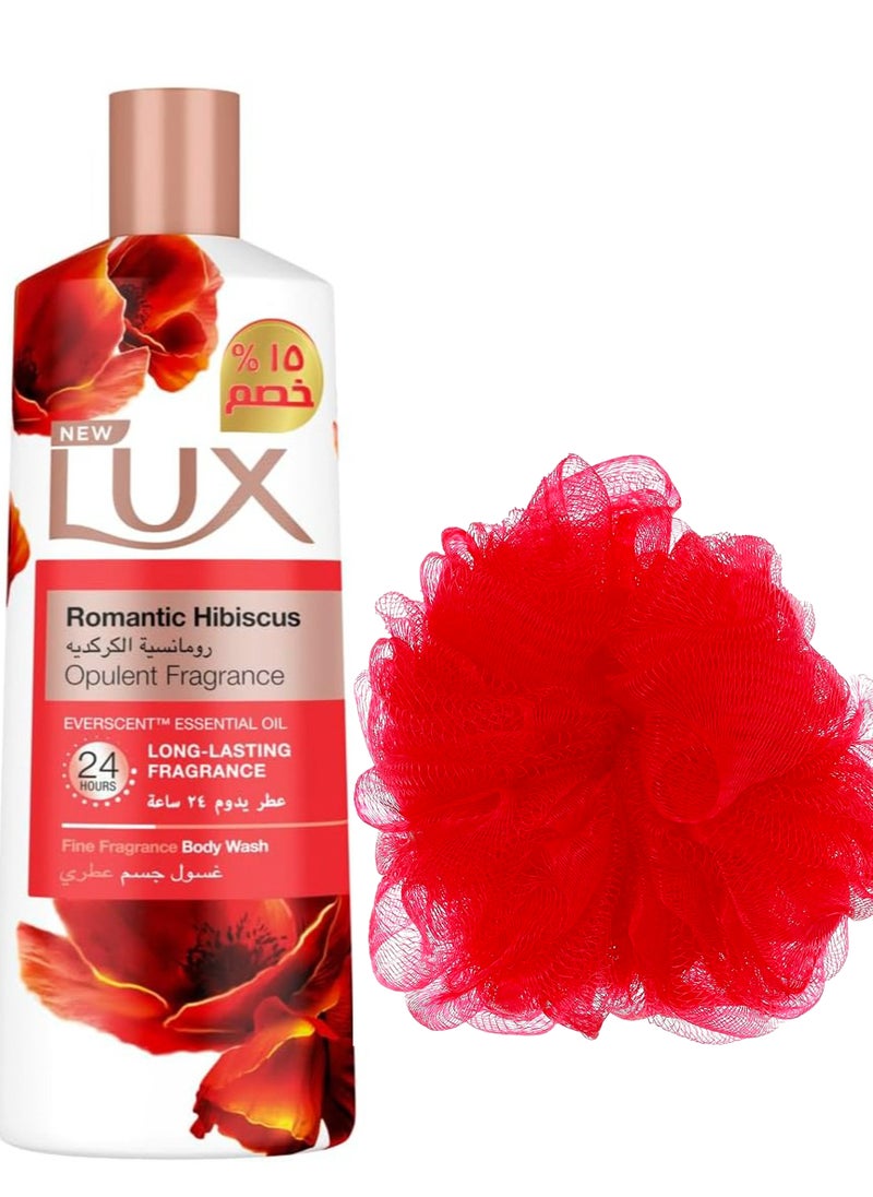 Lux Lux Shower Gel Romantic Hibiscus 500 ml + Lofa Multi Color  - Image 1