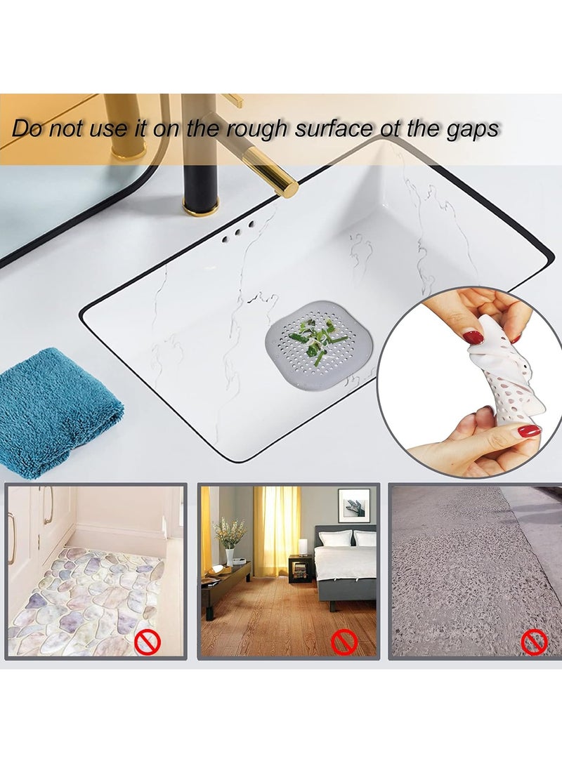 Hair Drain Catcher, Square Shower Drain Cover, Silicone Hair Stopper with Suction Cup, Easy to Install for Bathroom, Bathtub, Kitchen 2 Pack (Black) - Image 5