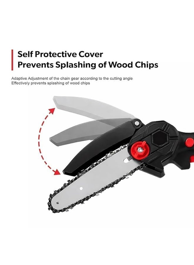 Lacoz Cordless Mini Electric Chainsaw Portable Rechargeable Handheld Wood Cutting Saw with High-Power Battery Guide Plate, Chain & Charger Included - Image 3