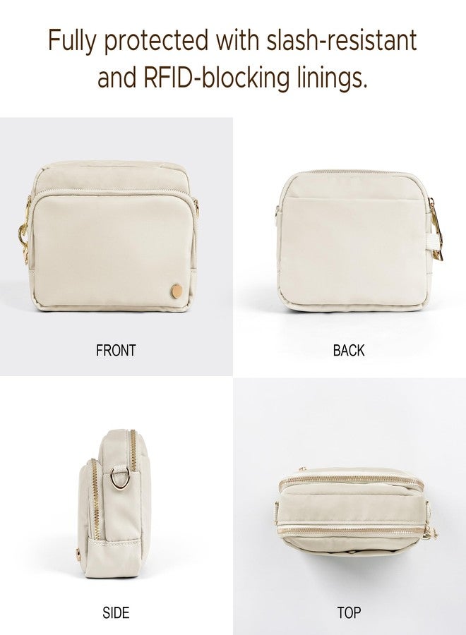 Joryin Anti Theft Crossbody Bag for Women Men, Slash-resistant RFID Blocking Travel Purses, Small Shoulder Bag Handbag, Beige - Image 4