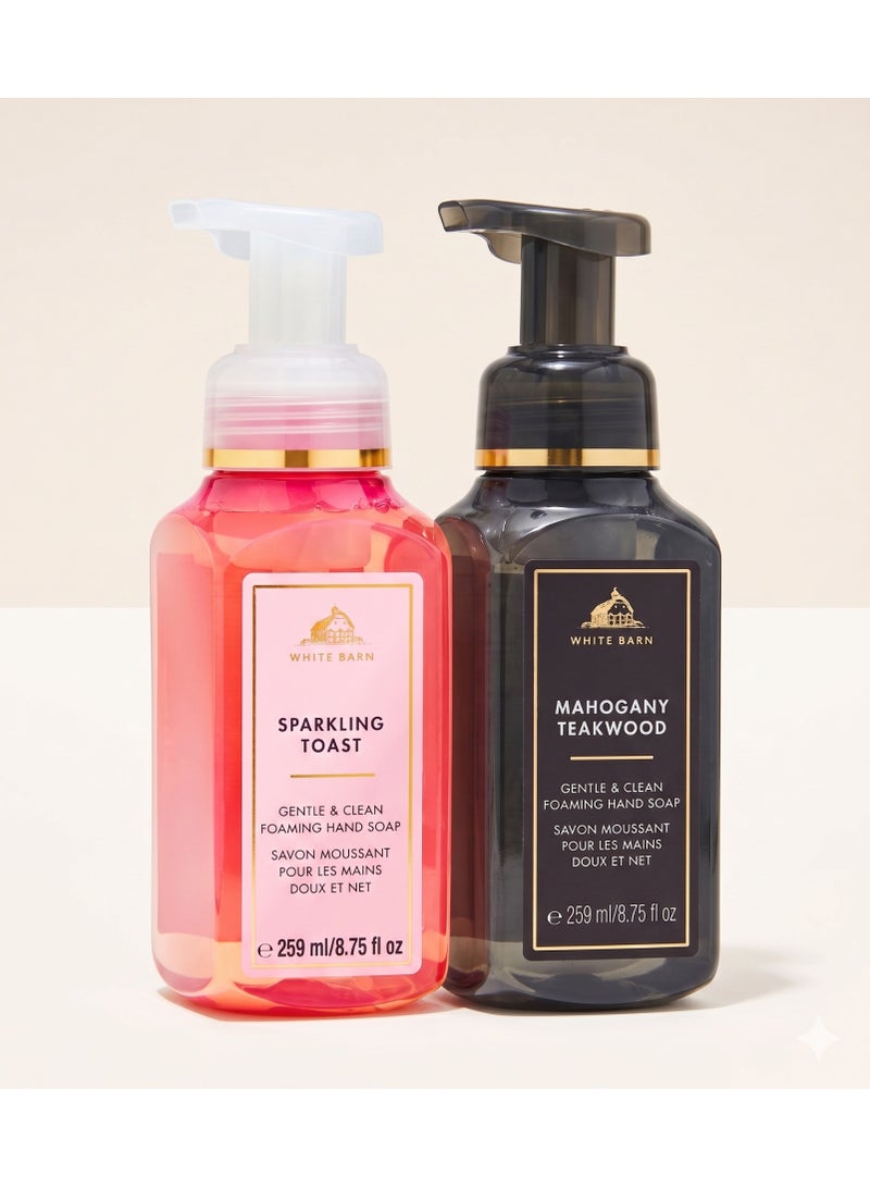 Bath & Body Works Gentle & Clean Foaming Hand Soap Set - Sparkling Toast & Mahogany Teakwood - Image 1