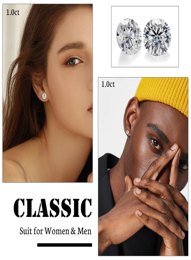 Hopply Moissanite Stud Earrings for Men & Women,D Color VVS1 Hypoallergenic Pure Titanium Screw Back Round Moissanite Wedding Earrings Dainty Cartilage Helix Piercing Jewelry 1-2CT (White, 1.6Carats-(0.8ct*2)-6mm) - Image 5