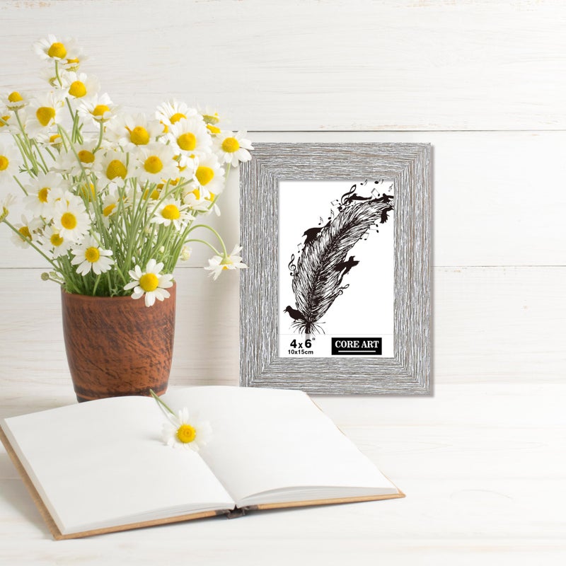 CORE ART4x6 Picture Frame  Handmade Wood Rustic Gray (Grey) Photo Frame Set of 2  High Definition Semi-tempered Glass Wall or Tabletop Display - Image 4