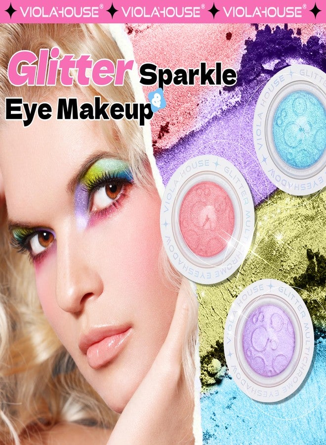 VIOLA HOUSE Glittler Eyeshadow, Glitter Eyeshadow Palette, Metallic Glitter Multichrome Eyeshadow,Cruelty-Free, Vegan (3g) (Red Pink, 0.1oz) - Image 4
