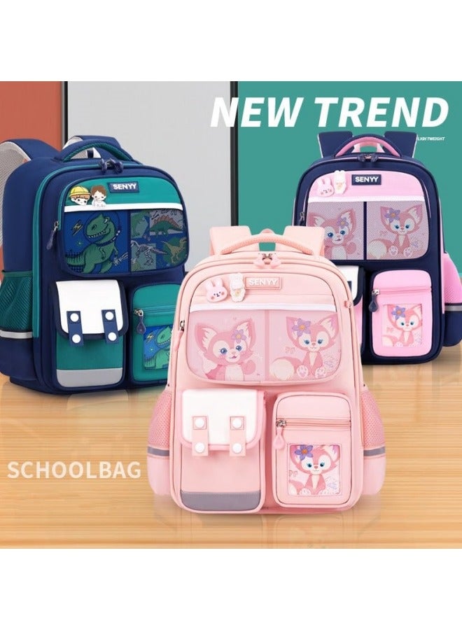GGEROU School Bag for Girls 2 pcs Set,Kids Backpack with Pencil Bag, Cute School Bags Shoulder Handbags Cartoon Rucksack Large Capacity Bag Waterproof Bags Multiple Pockets Schoolbags  - Image 3