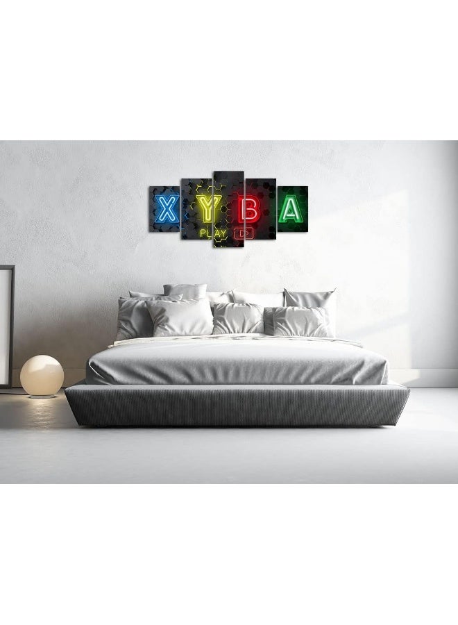 Biufo Game Icons Wall Art Gamer Symbols Wall Decor Gaming Paintings Prints for Teen Boys Game Room (Black D, Large) - Image 3