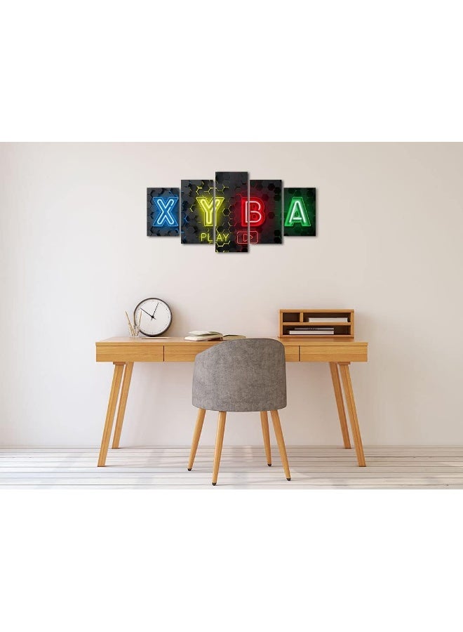 Biufo Game Icons Wall Art Gamer Symbols Wall Decor Gaming Paintings Prints for Teen Boys Game Room (Black D, Large) - Image 2