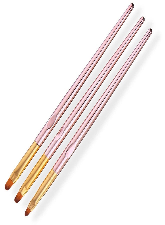 SILPECWEE مجموعة فرش أظافر بيضاوية SILPECWEE 3 قطع - ذهب وردي، فرش فن الأظافر الأكريليكية، أداة تصميم قلم الطلاء للمناكير، أداة احترافية لإزالة الطلاء وتنظيف الأظافر (7mm/9mm/10mm) - Image 1