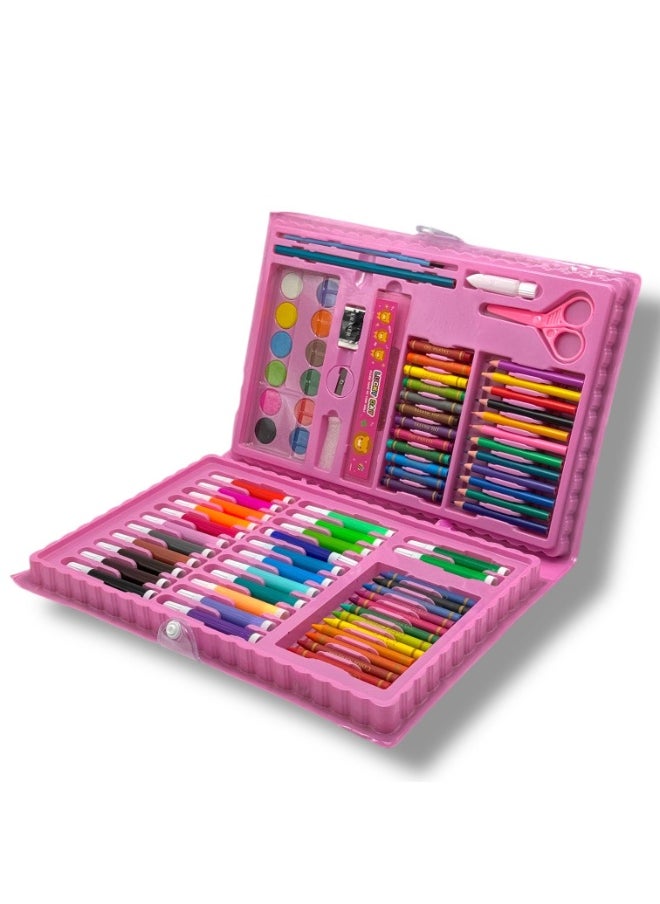 QSHOP ® 86 Pcs Art and School Supplies Set - Wooden & Water Colors, High Quality Pencils, Eraser, Sharpener, Scissors, Ruler & Stationery All-in-One Set for Kids, Students, Artists  - Image 1