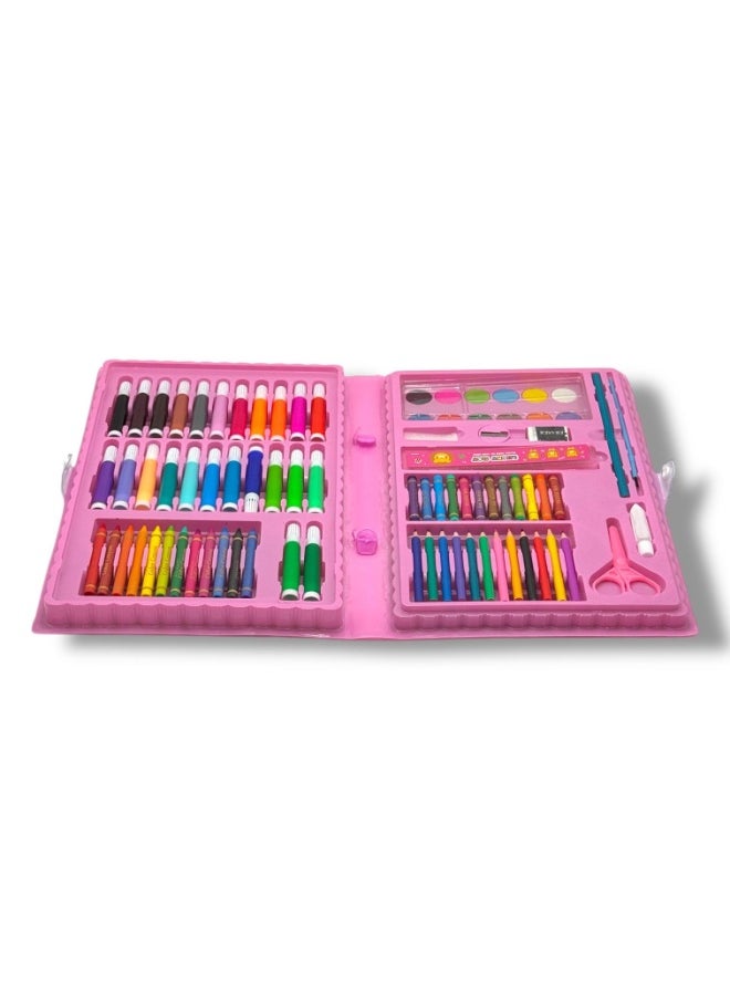 QSHOP ® 86 Pcs Art and School Supplies Set - Wooden & Water Colors, High Quality Pencils, Eraser, Sharpener, Scissors, Ruler & Stationery All-in-One Set for Kids, Students, Artists  - Image 3