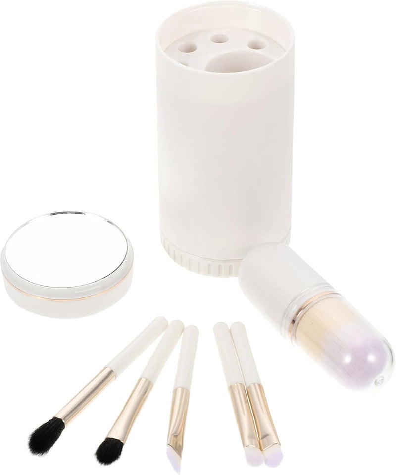 OSALADI Portable Makeup Brush with Handles Includes Eye Shadow Highlight Brushes Compact Case with Mirror for Travel Professional Cosmetic Tools for Face Contouring and Blending Gift for - Image 1