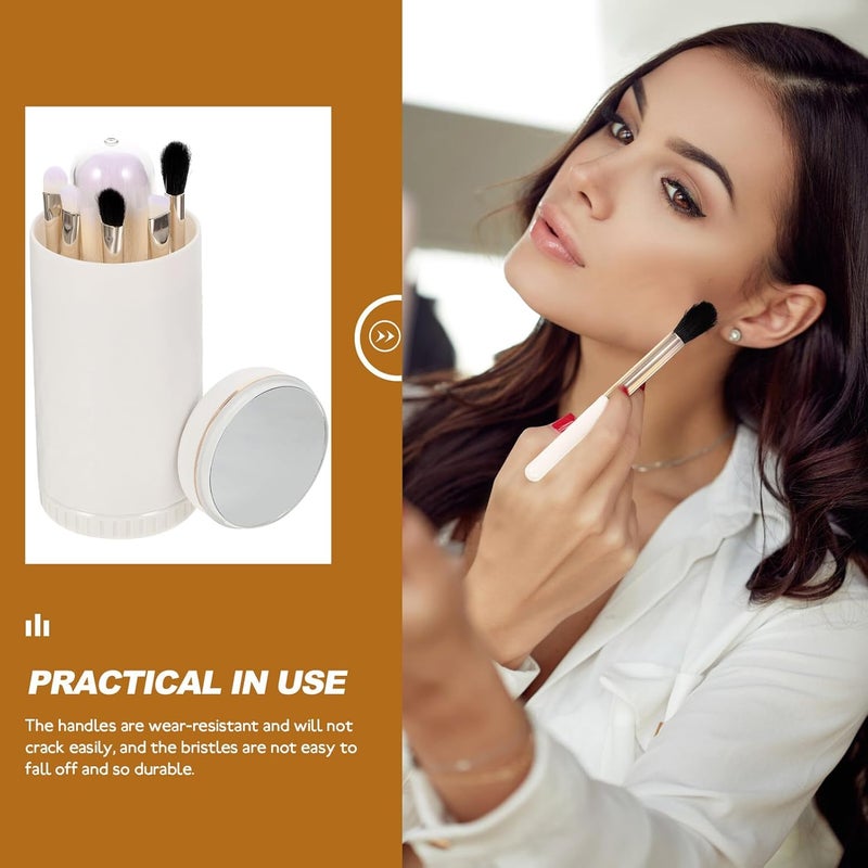 OSALADI Portable Makeup Brush with Handles Includes Eye Shadow Highlight Brushes Compact Case with Mirror for Travel Professional Cosmetic Tools for Face Contouring and Blending Gift for - Image 5