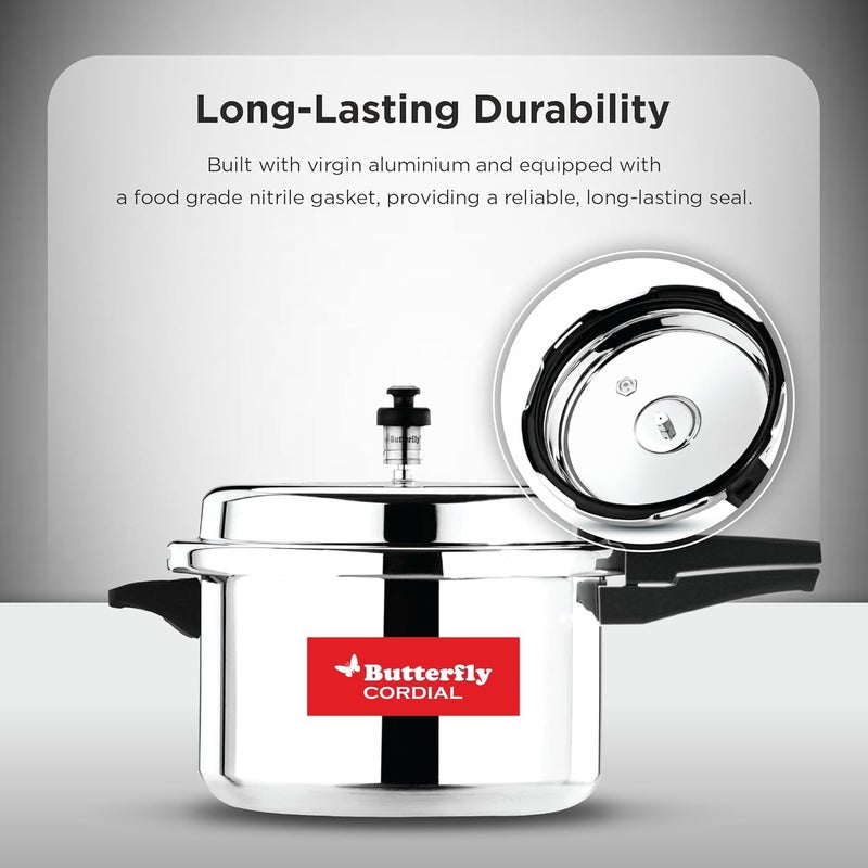 BUTTERFLY طباخ ضغط سعة 3 لترات | غطاء خارجي | ألمنيوم عذري من الدرجة الغذائية | متوافق مع موقد الغاز | معتمد من ISI | ضمان المصنع لمدة 2 سنوات | فضي - Image 4