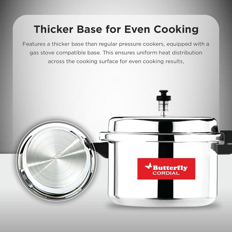 BUTTERFLY طباخ ضغط سعة 3 لترات | غطاء خارجي | ألمنيوم عذري من الدرجة الغذائية | متوافق مع موقد الغاز | معتمد من ISI | ضمان المصنع لمدة 2 سنوات | فضي - Image 3