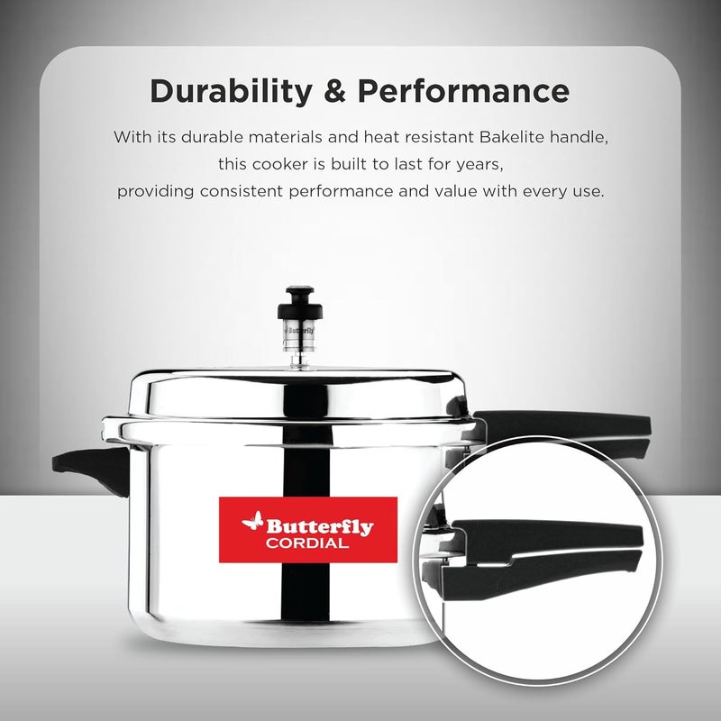 BUTTERFLY طباخ ضغط سعة 3 لترات | غطاء خارجي | ألمنيوم عذري من الدرجة الغذائية | متوافق مع موقد الغاز | معتمد من ISI | ضمان المصنع لمدة 2 سنوات | فضي - Image 5