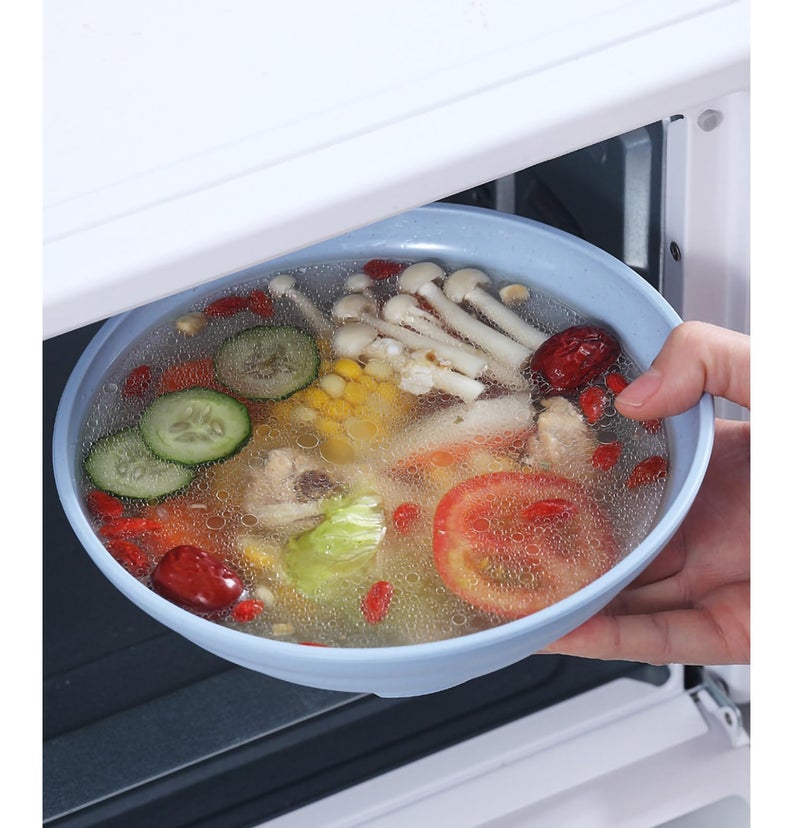 P-Plus International Wheat Straw Large Salad Soup Ramen Serving Bowls Japanese Ramen Noodle Bowls Super Big Bowl Sets for Udon, Pho, Pasta Microwavable, Dishwasher Safe (1500ml+1900ml, Blue, Set of 6) - Image 4