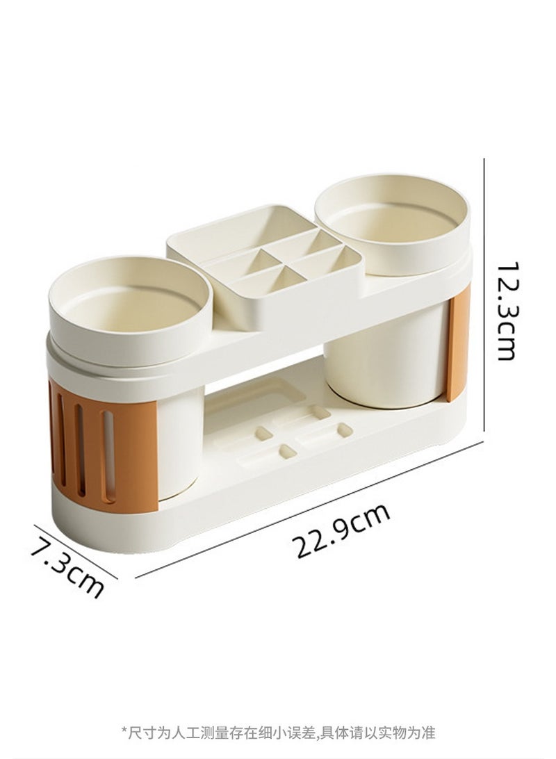 هايدو الشمالية مزدوجة كأس فرشاة الأسنان حامل مجموعة تخزين مقسم قاعدة مضادة للانزلاق للأزواج / العائلات العفن مقاومة ABS المواد الحديثة الحد الأدنى حمام منظم الحجم المدمج 22.9x7.3x12.3cm - Image 3