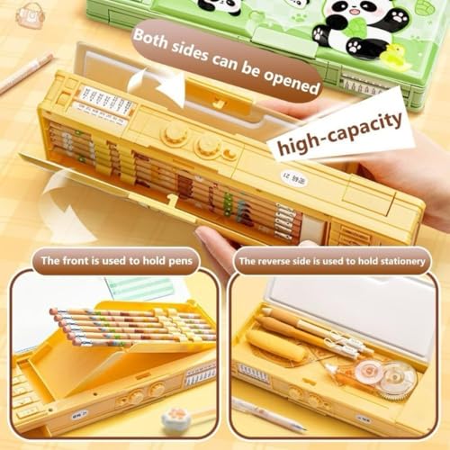 Royals hub Stylish Geometry Password Lock Compass Box, Multifunctional Double Sided Compass Box for Kids, Creamy Bear Theme School Return Gifts (Vibrant Cartoon Theme) - Image 5