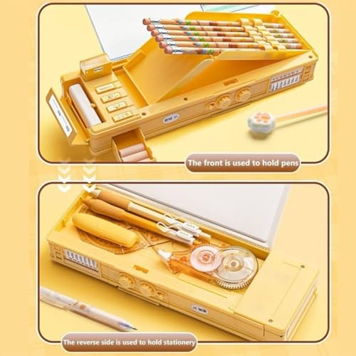 Royals hub Stylish Geometry Password Lock Compass Box, Multifunctional Double Sided Compass Box for Kids, Creamy Bear Theme School Return Gifts (Vibrant Cartoon Theme) - Image 3