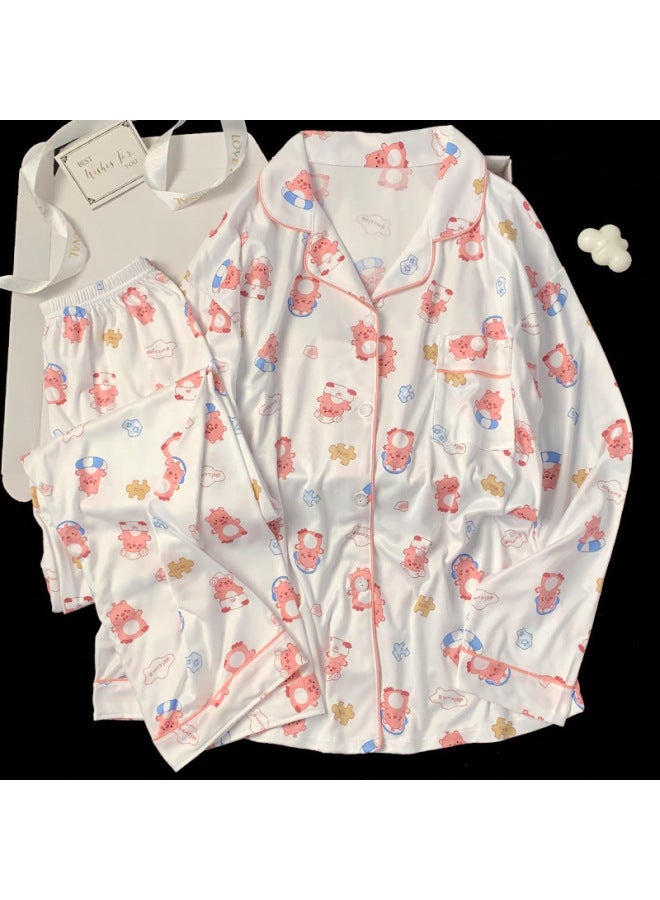 Sweet Ruby Loopy Pajamas Long Sleeve Pants Women's Autumn Gentle Style Girl Home Clothes Suit Real Shot