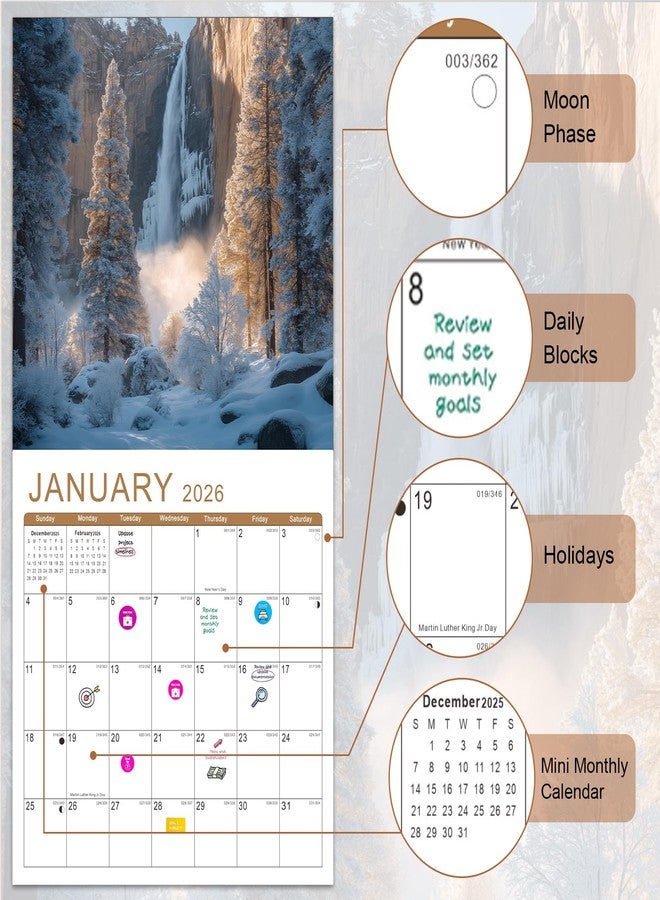 Gannyfer Calendar 2025-2026, 18 Months National Parks Calendar 2025, Large Wall Calendars 12" x 24" Opened, Perfect as Gifts for Friends, Family - Image 4