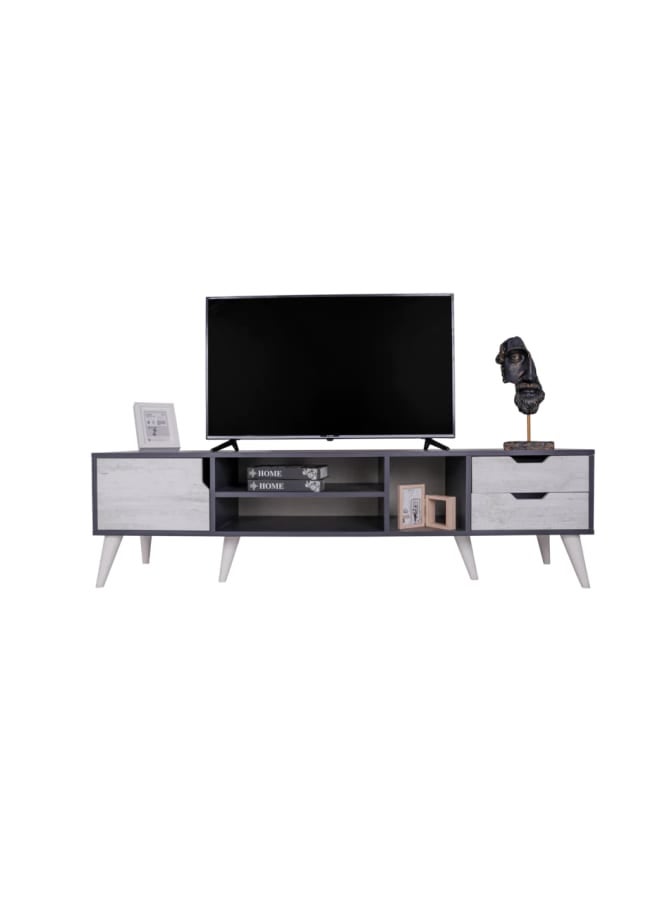Zahra Furniture Antique Tv Unit Grey Wood 180*45*45