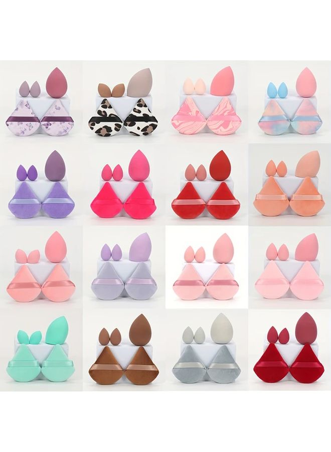 Rose Red 5 Pcs Makeup Sponge Set Water Activated Dual Sided Foundation Applicator - Image 2