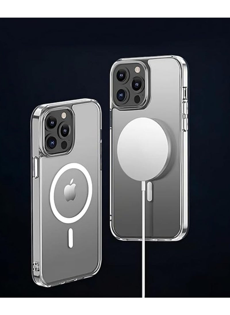 Clear Mobile Phone Case Mobile Phone Protective Cover Anti-scratch and Shock-proof with Magnetic Wireless Charging Suitable for iPhone15 Plus
