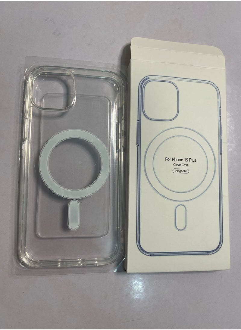 Clear Mobile Phone Case Mobile Phone Protective Cover Anti-scratch and Shock-proof with Magnetic Wireless Charging Suitable for iPhone15 Plus