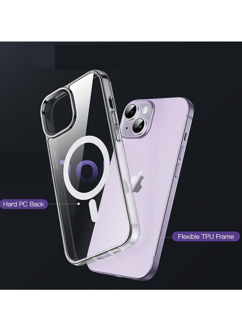 Clear Mobile Phone Case Mobile Phone Protective Cover Anti-scratch and Shock-proof with Magnetic Wireless Charging Suitable for iPhone15 Plus