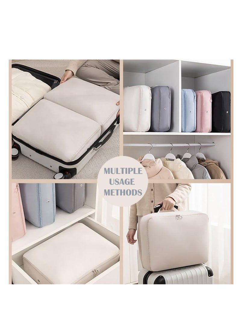 2 Pieces Travel Luggage Organizer for Carry On Luggage, Space Saving Compression Storage Bags for Clothes Organizer Travel and Home Use (Beige)  - Image 5