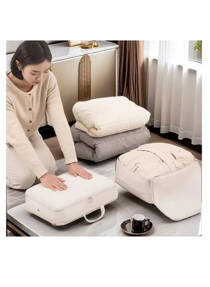 2 Pieces Travel Luggage Organizer for Carry On Luggage, Space Saving Compression Storage Bags for Clothes Organizer Travel and Home Use (Beige)  - Image 1