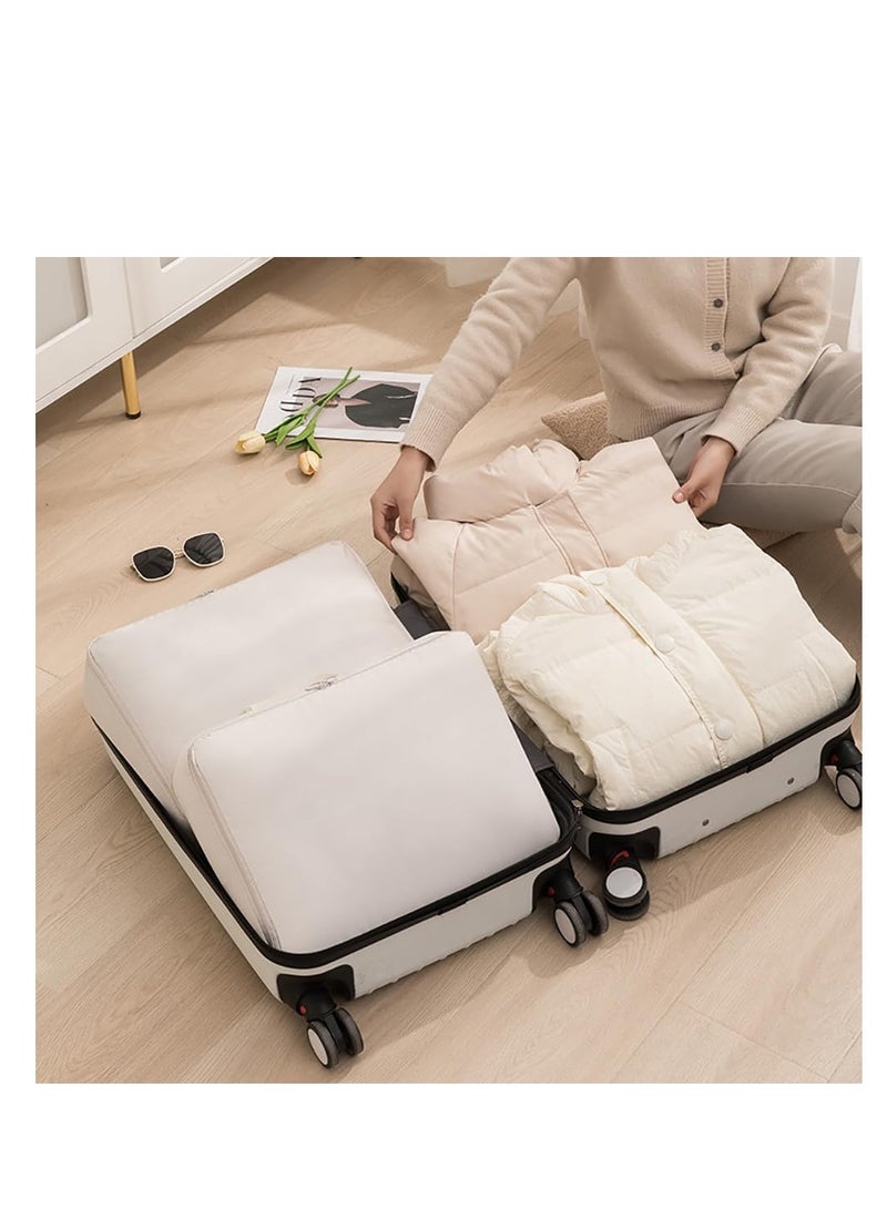 2 Pieces Travel Luggage Organizer for Carry On Luggage, Space Saving Compression Storage Bags for Clothes Organizer Travel and Home Use (Beige)  - Image 3