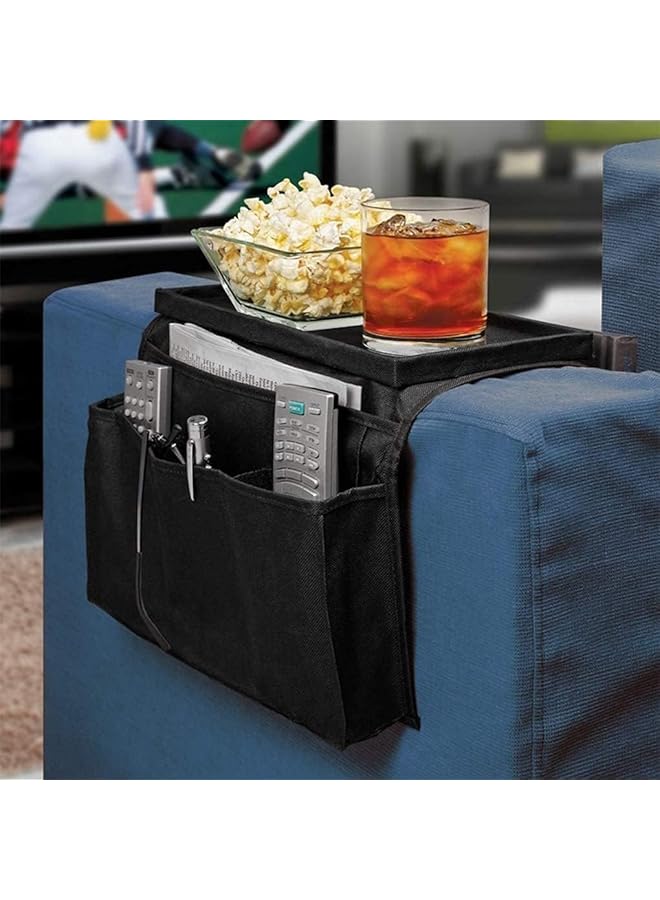 erorex Sofa Armrest Organizer With Cup Holder Tablet Book Magazines Drinks Holder Pouch Tray Chair Arm Tv Remote Holder For Recliner Couch Armchair Caddy Bedside Storage Pockets Bag For Cellphone  - Image 3