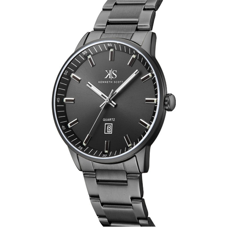 كينيث سكوت ساعة كينيث سكوت للرجال بعقارب وسوار ستانلس ستيل أسود - Image 4
