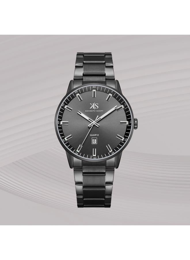 كينيث سكوت ساعة كينيث سكوت للرجال بعقارب وسوار ستانلس ستيل أسود - Image 2