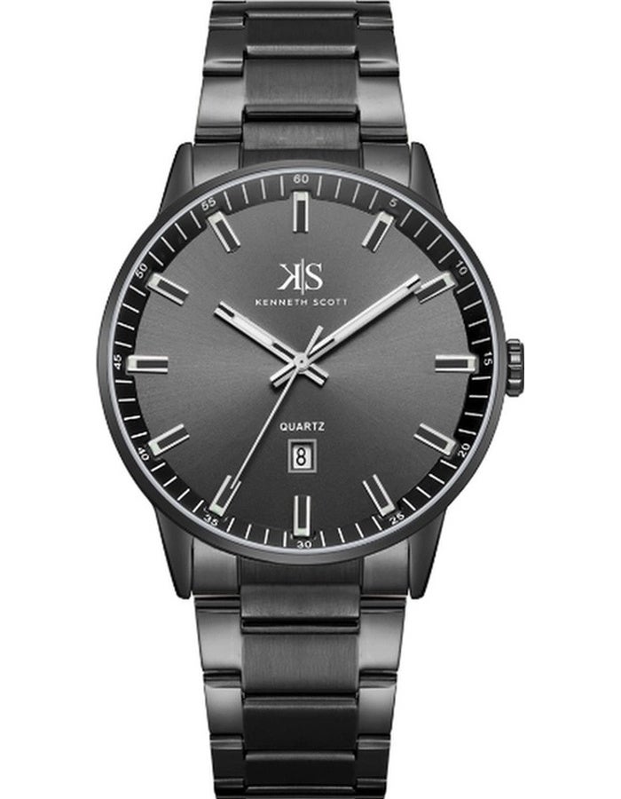 كينيث سكوت ساعة كينيث سكوت للرجال بعقارب وسوار ستانلس ستيل أسود - Image 1