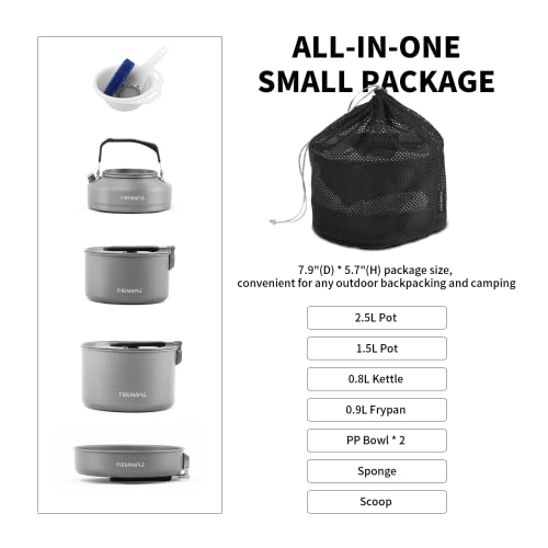 Fire-Maple Feast 4 Camping Cookware Kit Outdoor Cookware Set with Pots, Kettle, Saucepans and Spatula for Hiking Fishing Picnic - Image 3