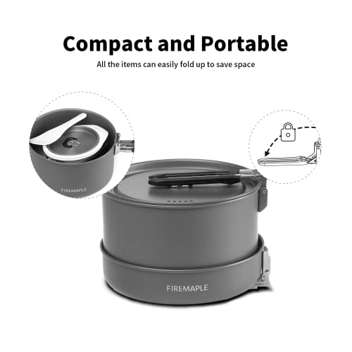 Fire-Maple Feast 4 Camping Cookware Kit Outdoor Cookware Set with Pots, Kettle, Saucepans and Spatula for Hiking Fishing Picnic - Image 5
