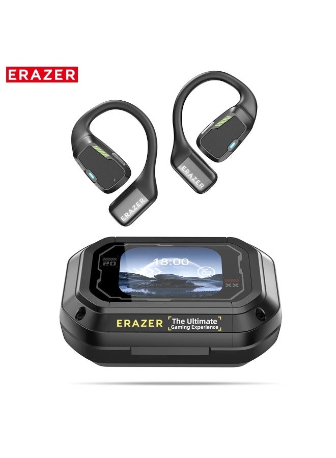 ERAZER XP6 Wireless Bluetooth 5.4 Open Ear Headset IPX7 Waterproof with LED Display (Black No AI)