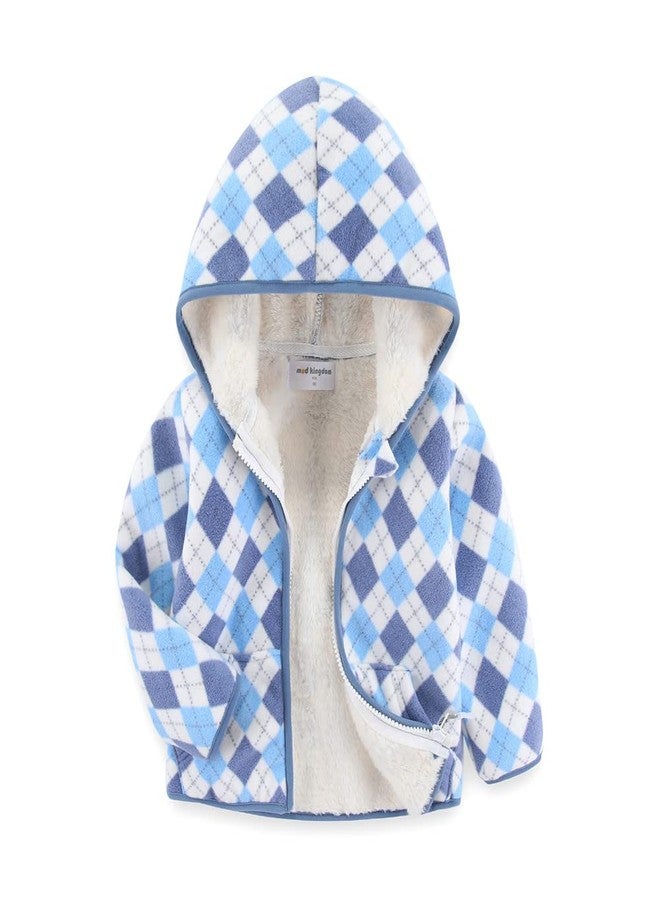 Mud Kingdom Toddler Boys Jacket with Hood Print Long Sleeve Cute Plaid Blue Full Zipper 2T - Image 1