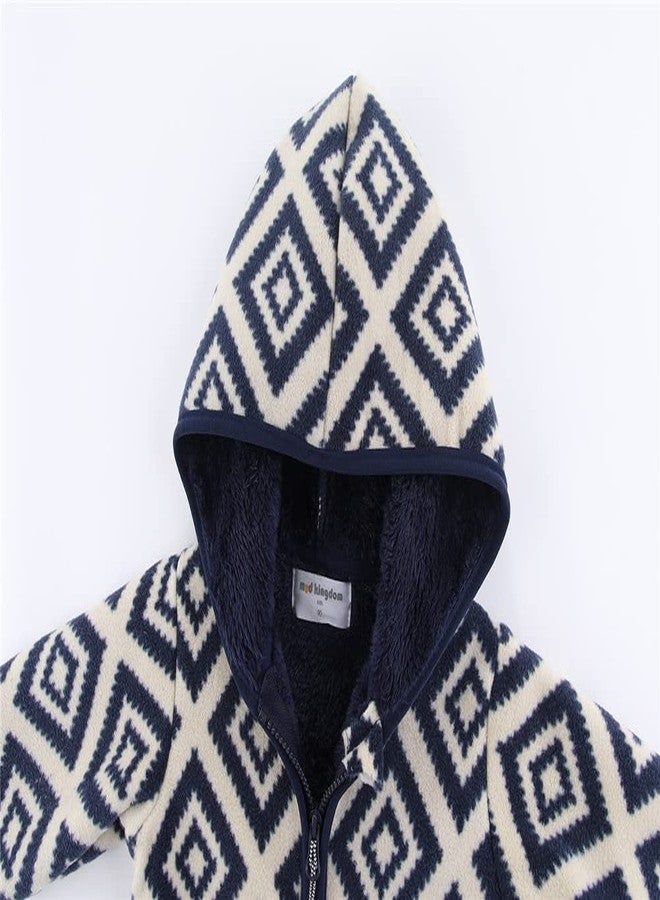 Mud Kingdom Toddler Boys Jacket with Hood Print Long Sleeve Cute Plaid Blue Full Zipper 2T - Image 5