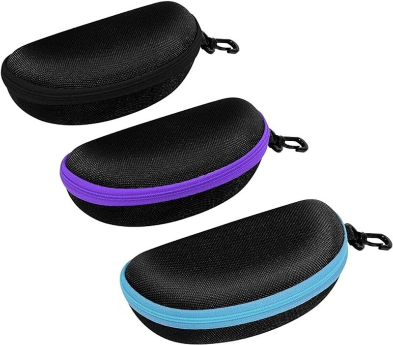 ZONLY 3 Pack Sunglasses Case Portable Travel Zipper Eyeglasses Case Hook With Cleaning Cloth - Image 5
