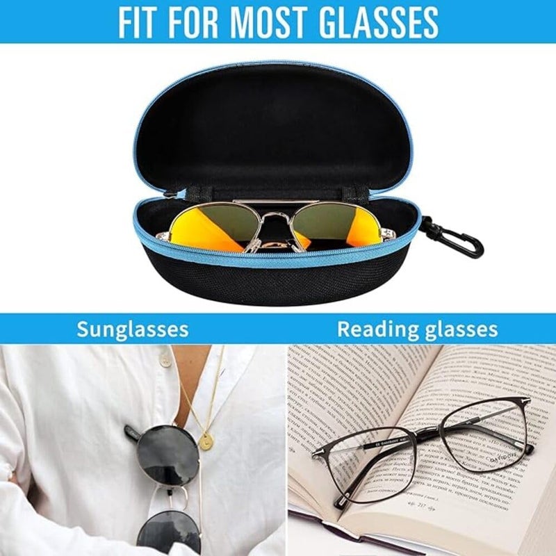 ZONLY 3 Pack Sunglasses Case Portable Travel Zipper Eyeglasses Case Hook With Cleaning Cloth - Image 3