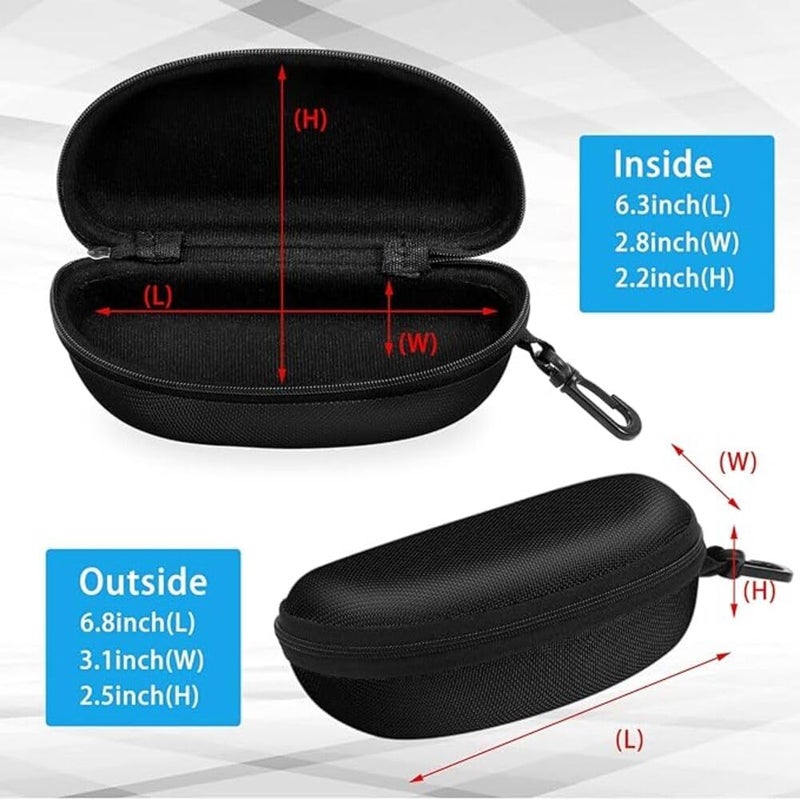 ZONLY 3 Pack Sunglasses Case Portable Travel Zipper Eyeglasses Case Hook With Cleaning Cloth - Image 4