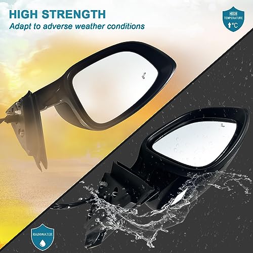 Lqito Left Driver Mirror Fits 2018-2022 Honda Accord LX, Sport With Power Glass， Heated Blind， Spot Detection and Manual Folding Match to Crystal Black Pearl Replace HO1320329 (7Pins) - Image 4