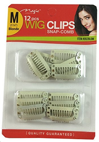 Magic Collection 12 pcs Wig Clips Snap Comb Large 1 14 Medium Blonde