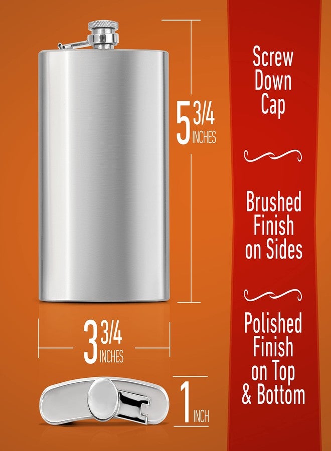 Maxam Stainless Steel Flask, Lightweight Drinking Hip Flask with a Screw-On, Leak Proof Lid, Polished Silver, 8 Ounce Capacity - Image 2