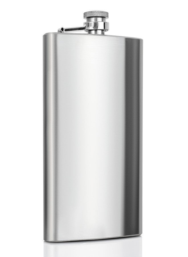 Maxam Stainless Steel Flask, Lightweight Drinking Hip Flask with a Screw-On, Leak Proof Lid, Polished Silver, 8 Ounce Capacity - Image 1
